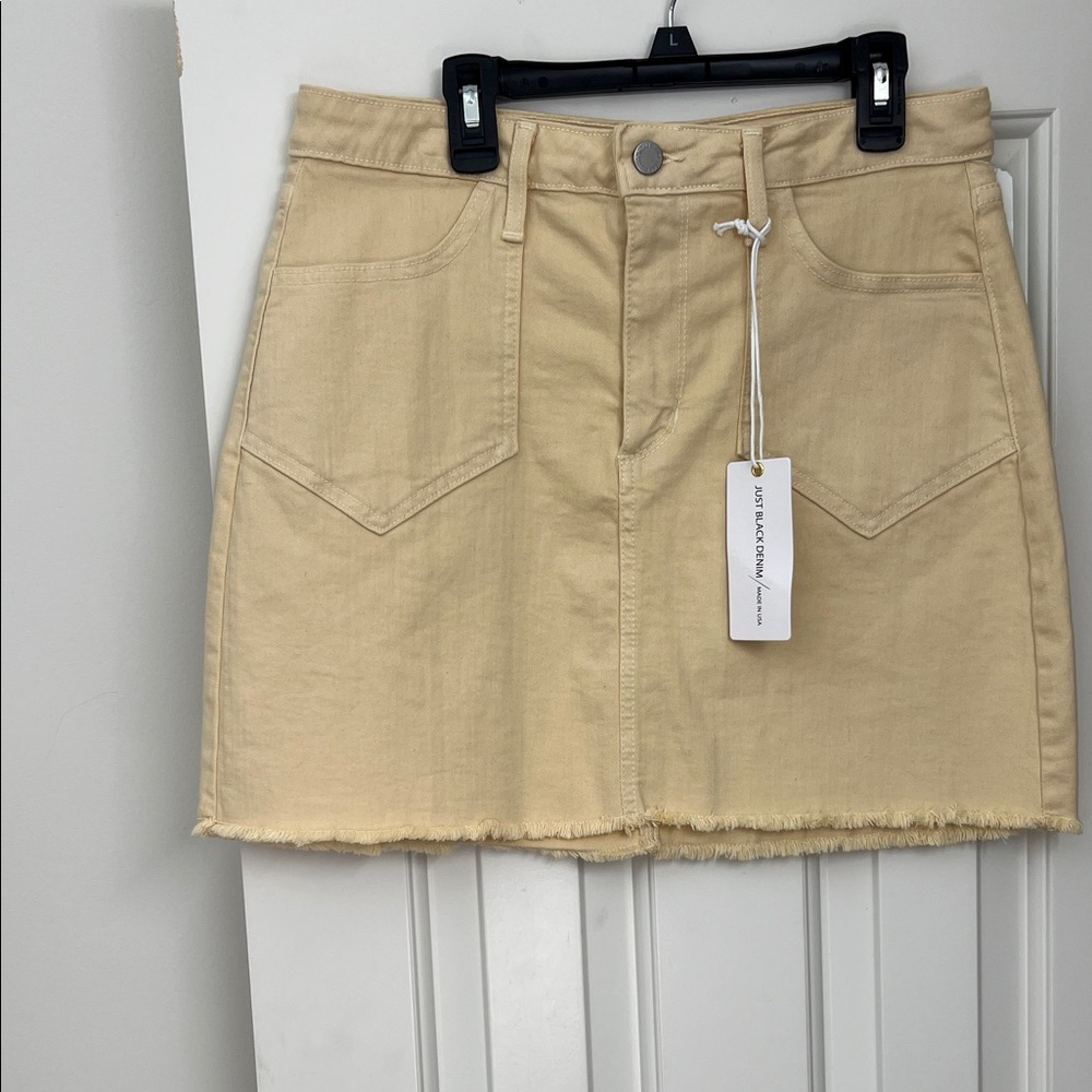 Just Black light yellow denim Mini Skirt NWT
